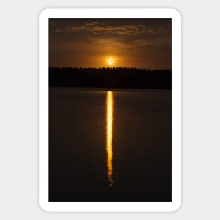 Night landscape of moon rise over calm lake Sticker